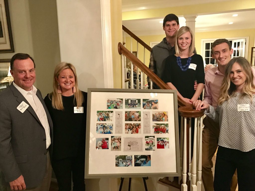 Group of people posing with 2016 Derby Day photo collage.