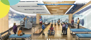 Mockup design of the interior of Shepherd's new Center for Advanced Rehabilitation and Innovation