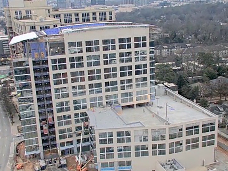 Progress continues to be made on the exterior and interior of the Arthur M. Blank Family Residences Building.