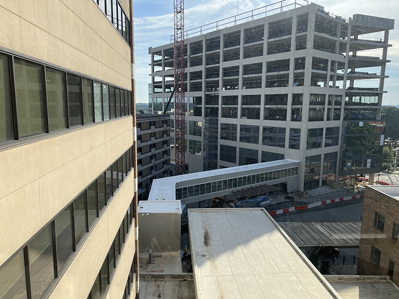 Progress on the Marcus Center for Advanced Rehabilitation continues as windows are added.