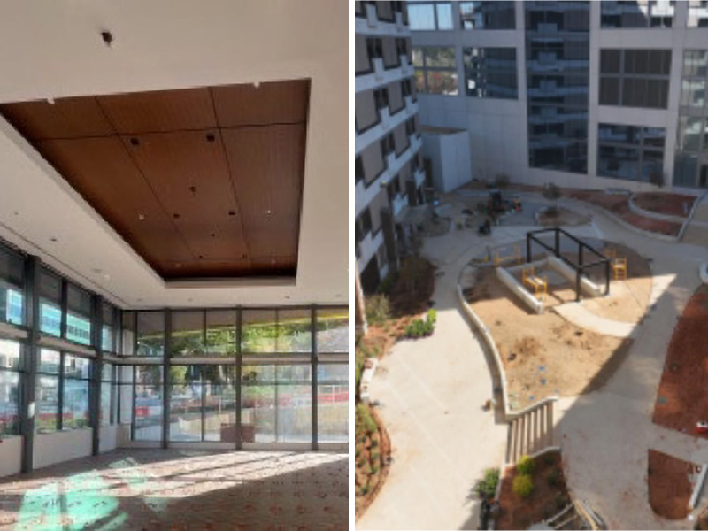 The Marcus Center for Advanced Rehabilitation cafe and courtyard are under progress.